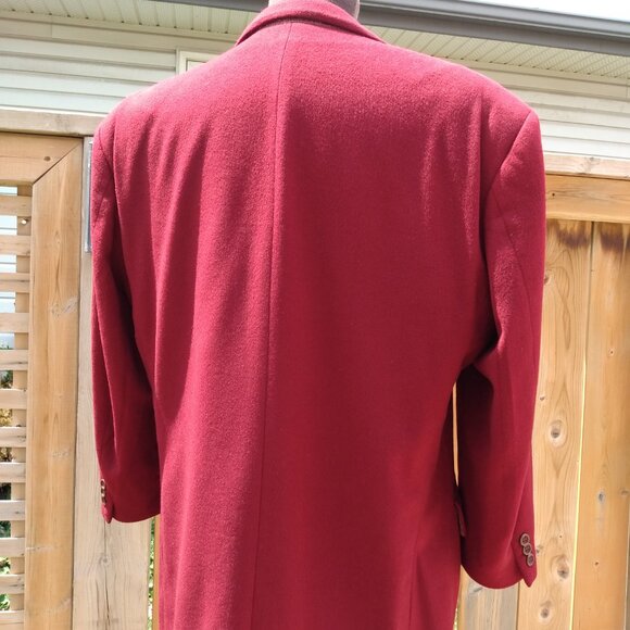 Vintage Cashmere Sport Coat Suit Jacket Blazer Strellson Burgundy Red 45" Chest - Picture 4 of 10